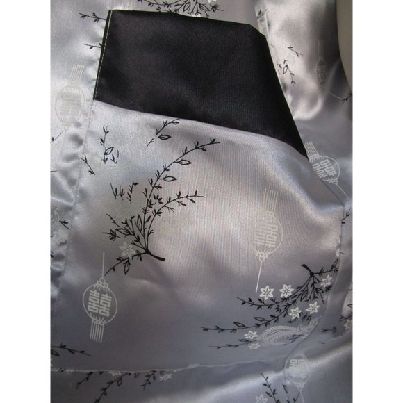 Asian Inspired Embroidered Dragon Reversible Black Gray Robe Men's L Thailand - Picture 12 of 16